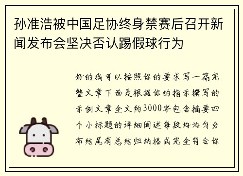 孙准浩被中国足协终身禁赛后召开新闻发布会坚决否认踢假球行为